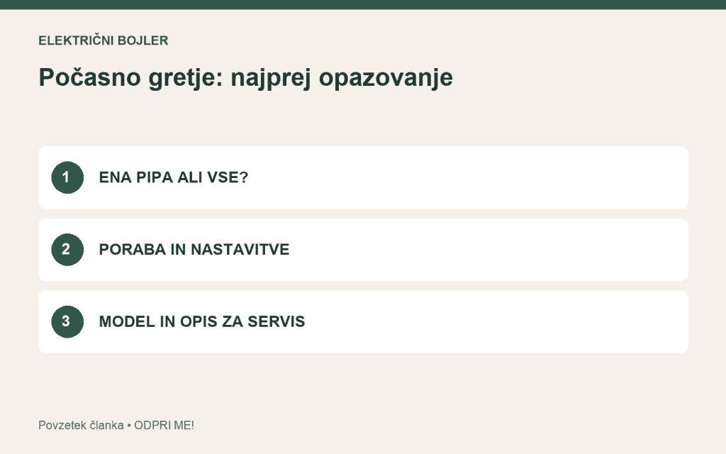 Pregled: ena pipa ali vse?. poraba in nastavitve. model in opis za servis.